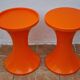Vintage Side Table and Stool by Henry Massonnet, Orange, 1970s