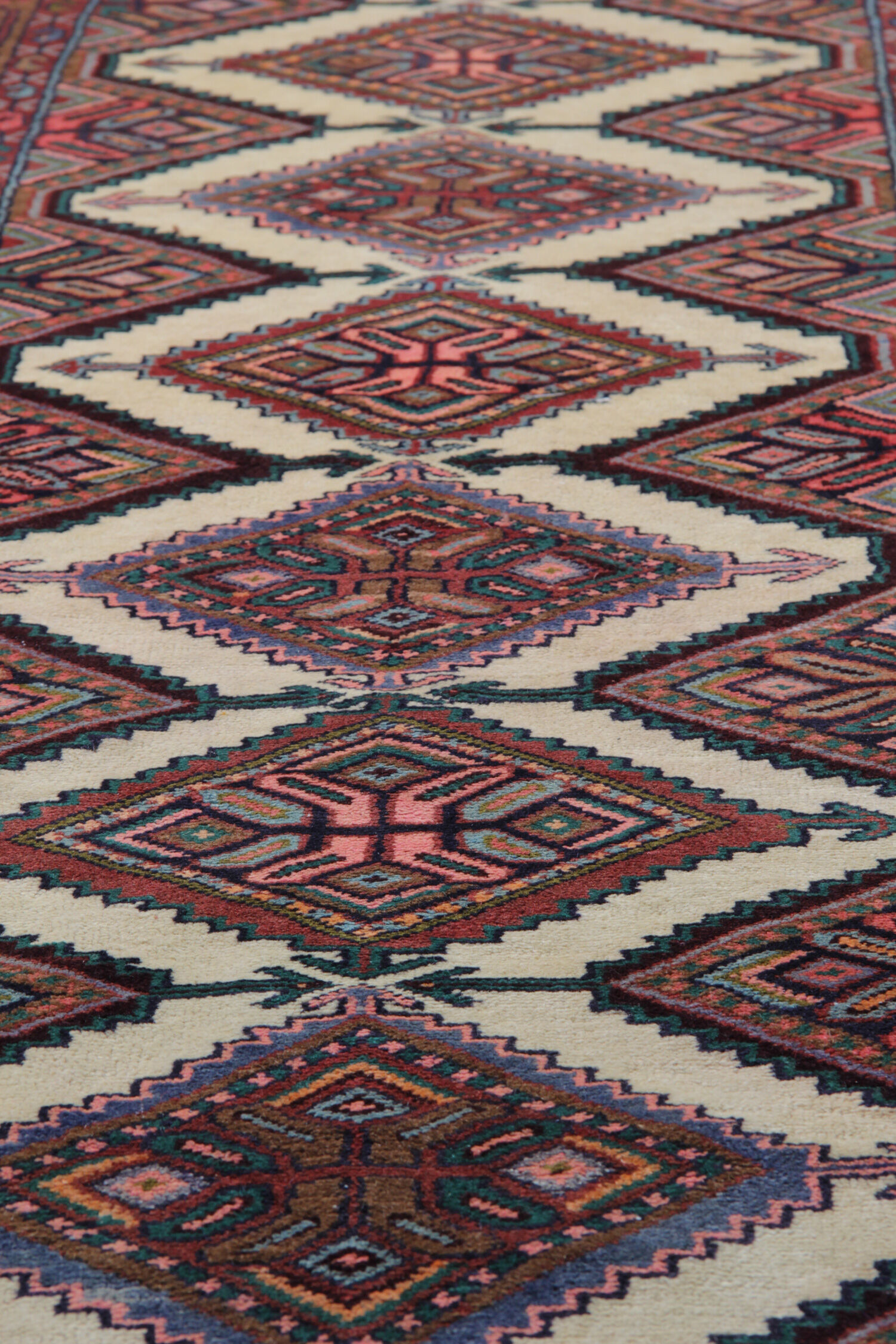Handwoven Vintage Persian Rug Long Multi-coloured Wool Runner Rug