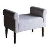 Pouf en fausse fourrure blanche | Années 1960