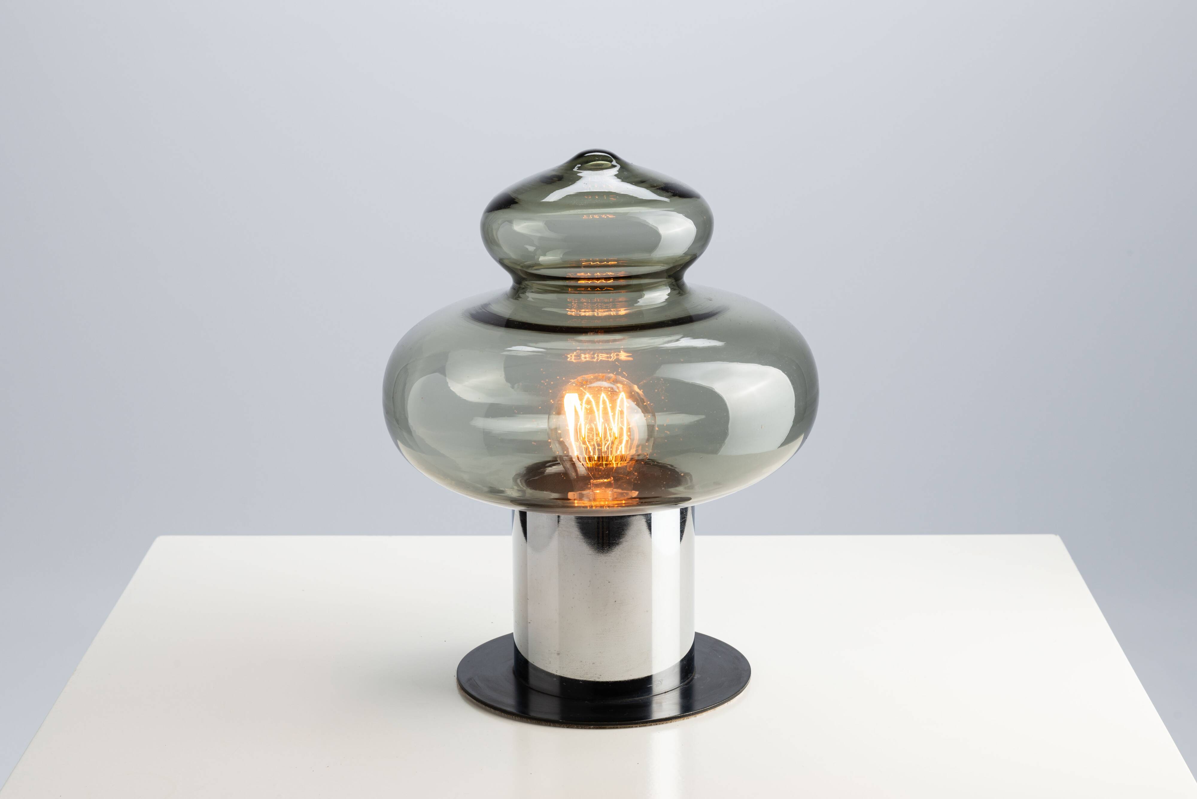 Space age chrome and glass table lamp