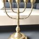 5-branched Jewish menorah/candlestick. Dedicated to mourning. In gilded bronze.