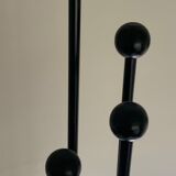 Vintage sixties iron and wood brutalist art deco standing coat rack France