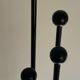 Vintage coat rack from the 1960s in iron and wood, brutalist art deco, standing, France.