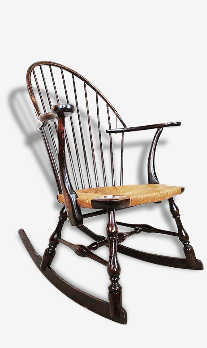Ancien fauteuil à bascule / rocking chair en bois vintage années 50 |  Selency