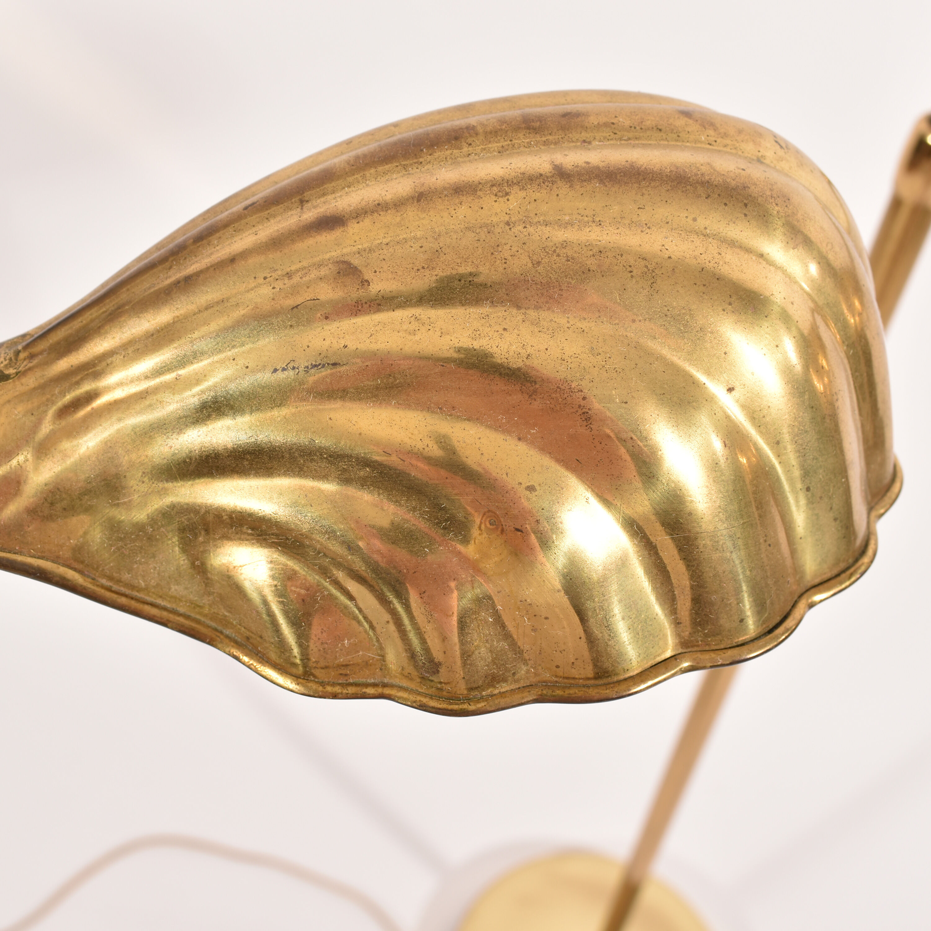 Pair of brass shell lamps, adjustable height, 1960