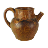 Rooster frieze pitcher, glaze with warm brown drips, ochre and volcanic - Denbac - 30s