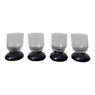 4 black water glasses 1990