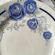 Six dinner plates don't match in red and blue