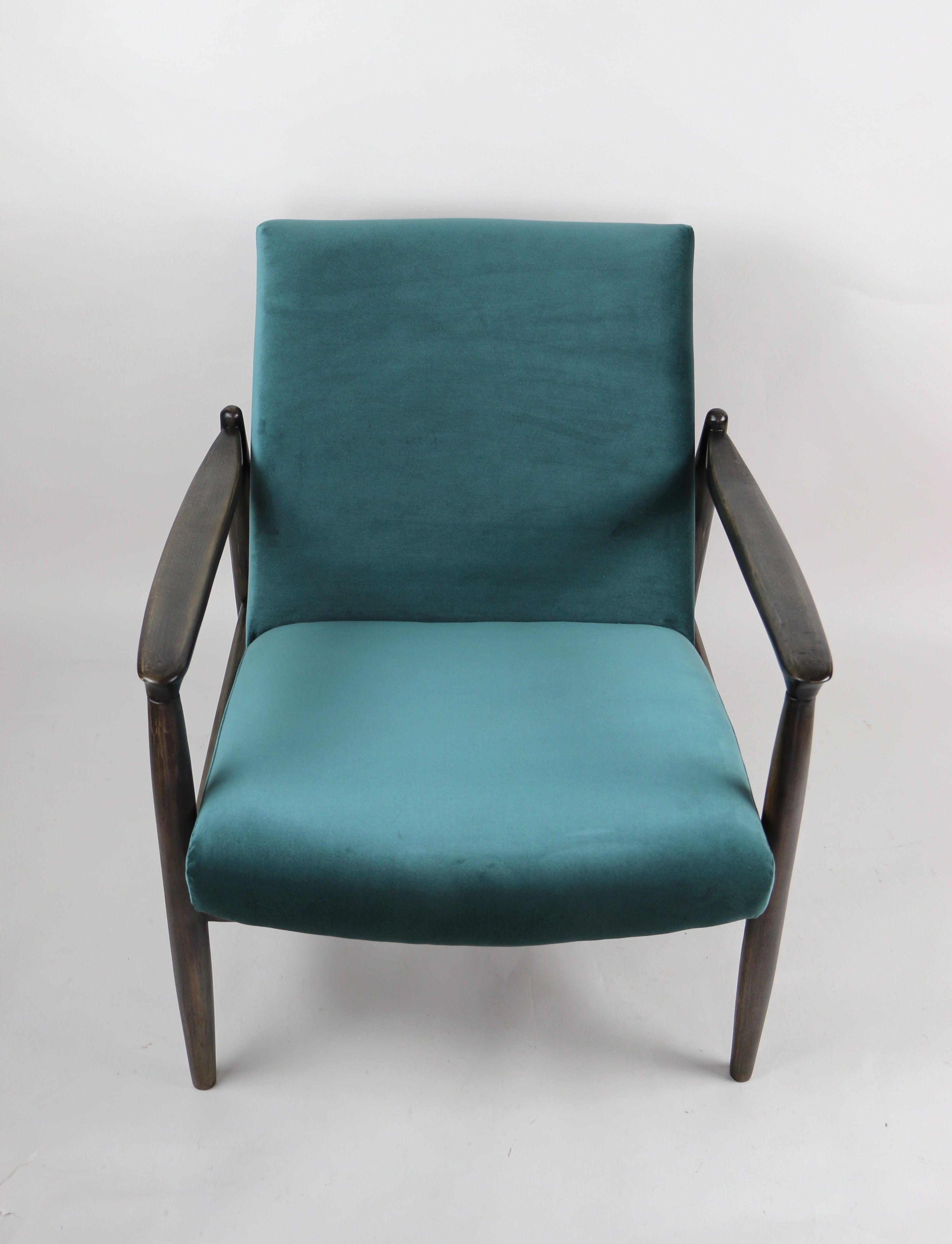 Fauteuil en velours vintage par Edmund Homa années 1970