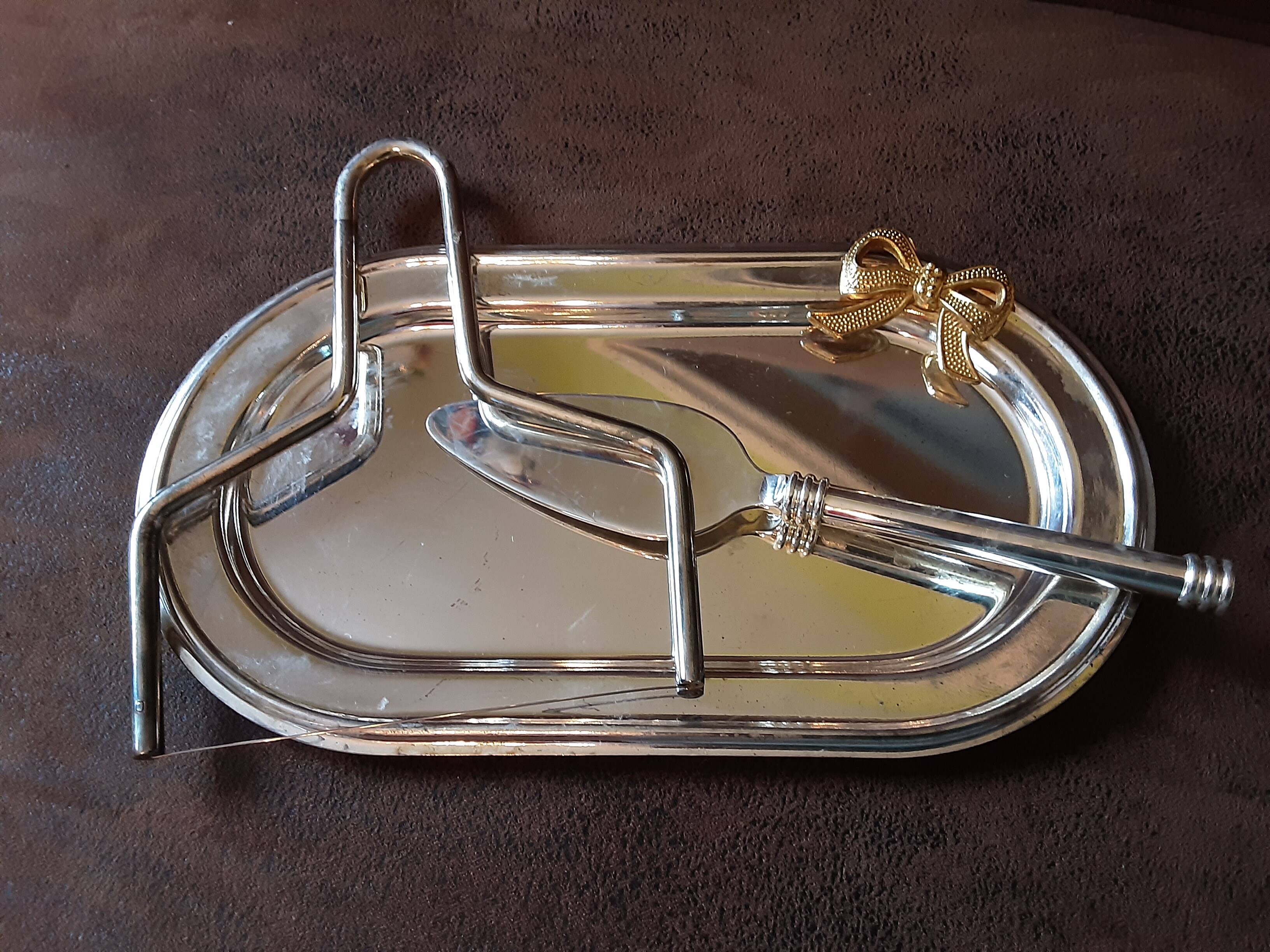 Set of 2 old metal butter dishes