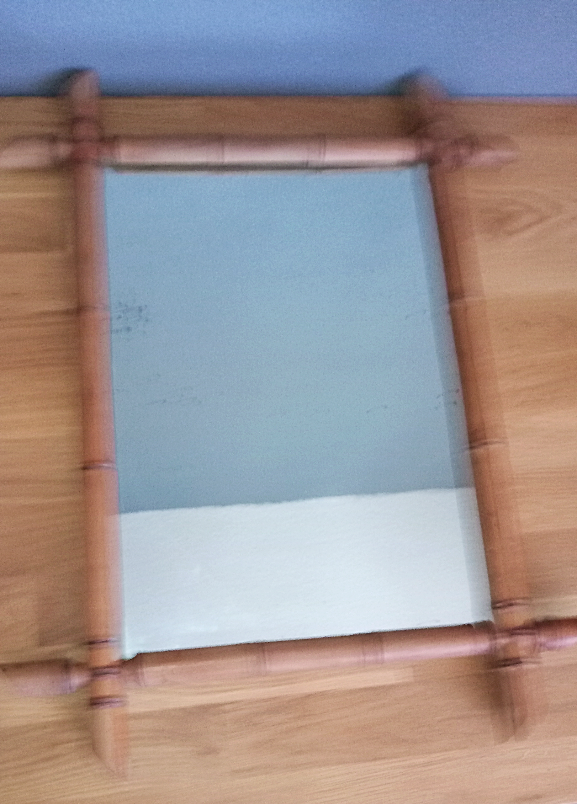 Miroir ancien "cadre bambou" 45 x 57 cm