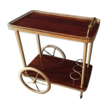 Serving wheels gold metal and wood vintage 1960