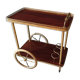Serving wheels gold metal and wood vintage 1960