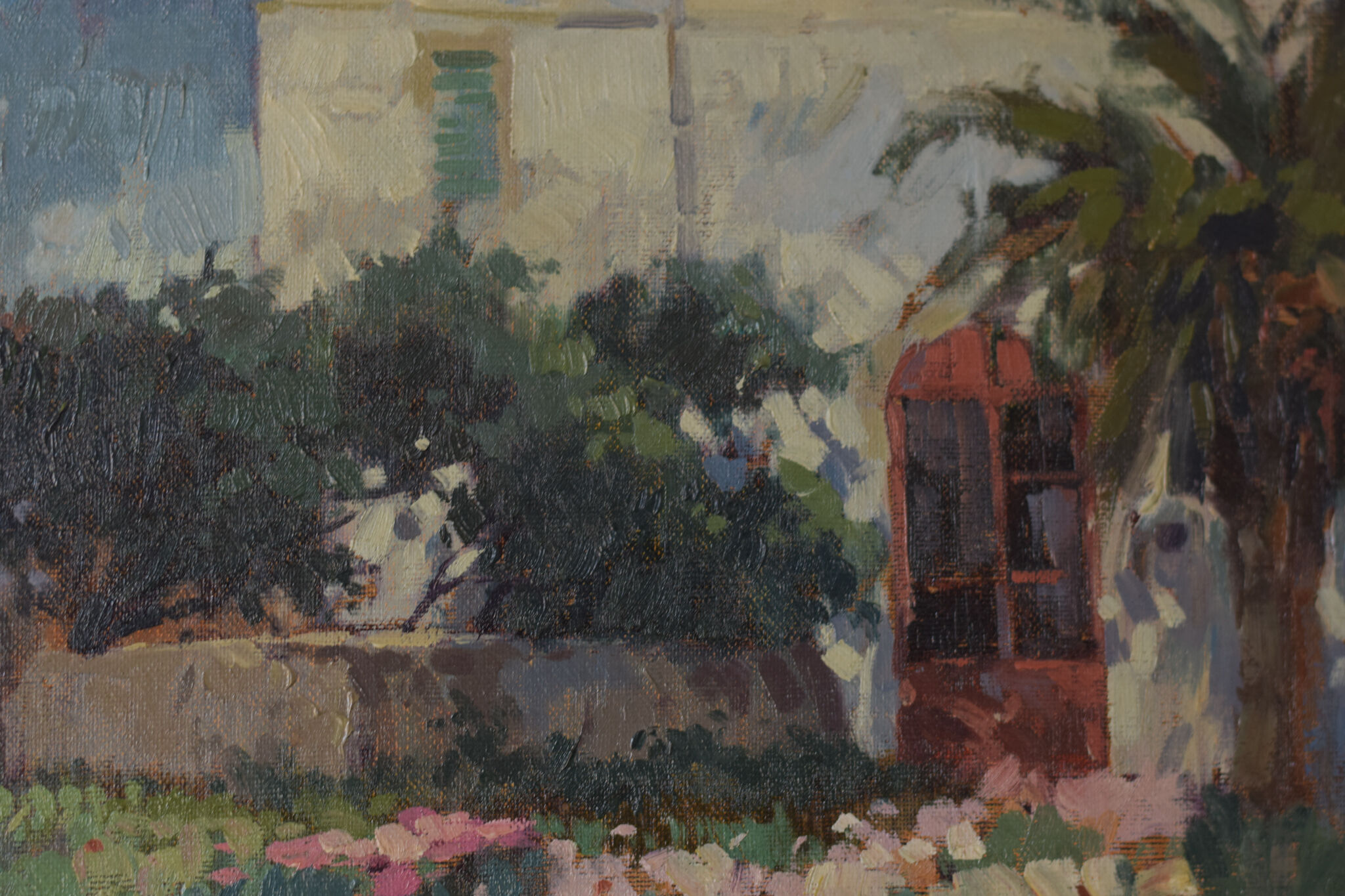 Landscape scene with floral meadow