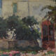 Landscape scene with floral meadow