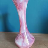 Vase blown glass jar variegated pink soliflore