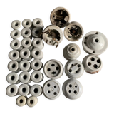Set of 3 switches + porcelain electrical elements