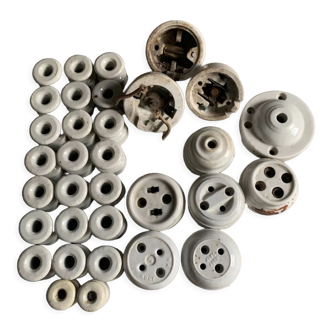 Set of 3 switches + porcelain electrical elements