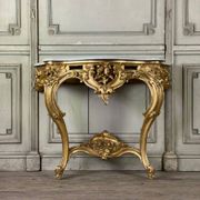 Louis XV style console table in gilded wood, 19th century