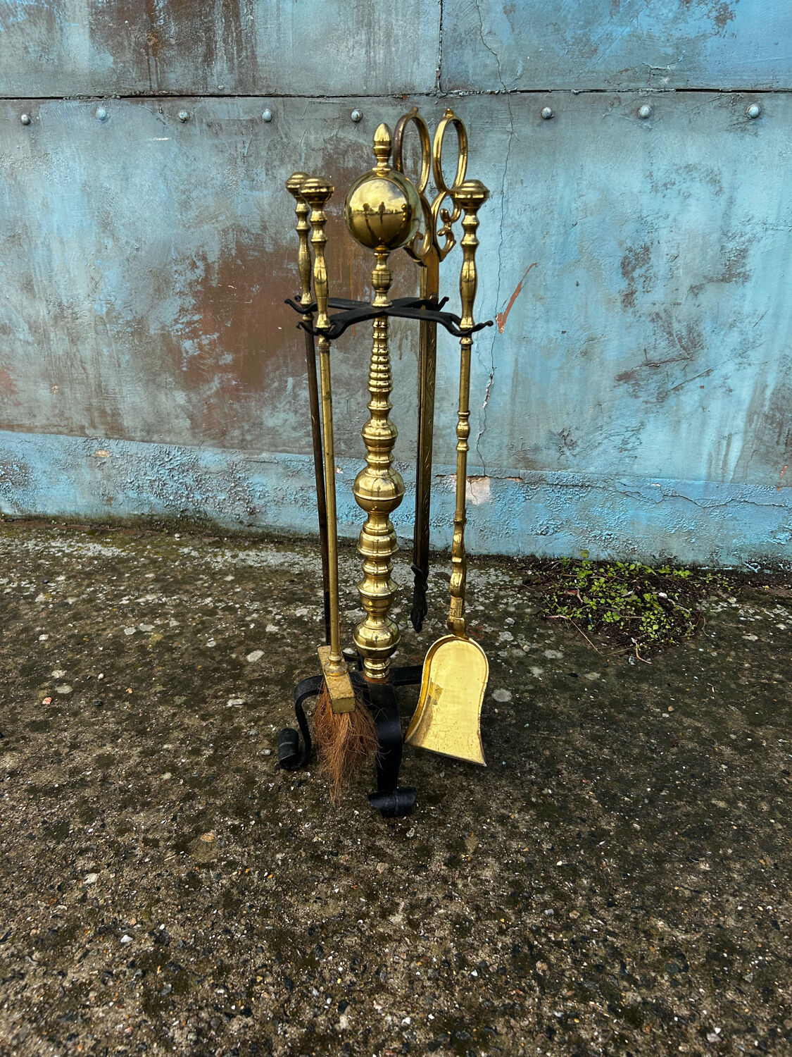 Antique brass fireplace mantelpiece