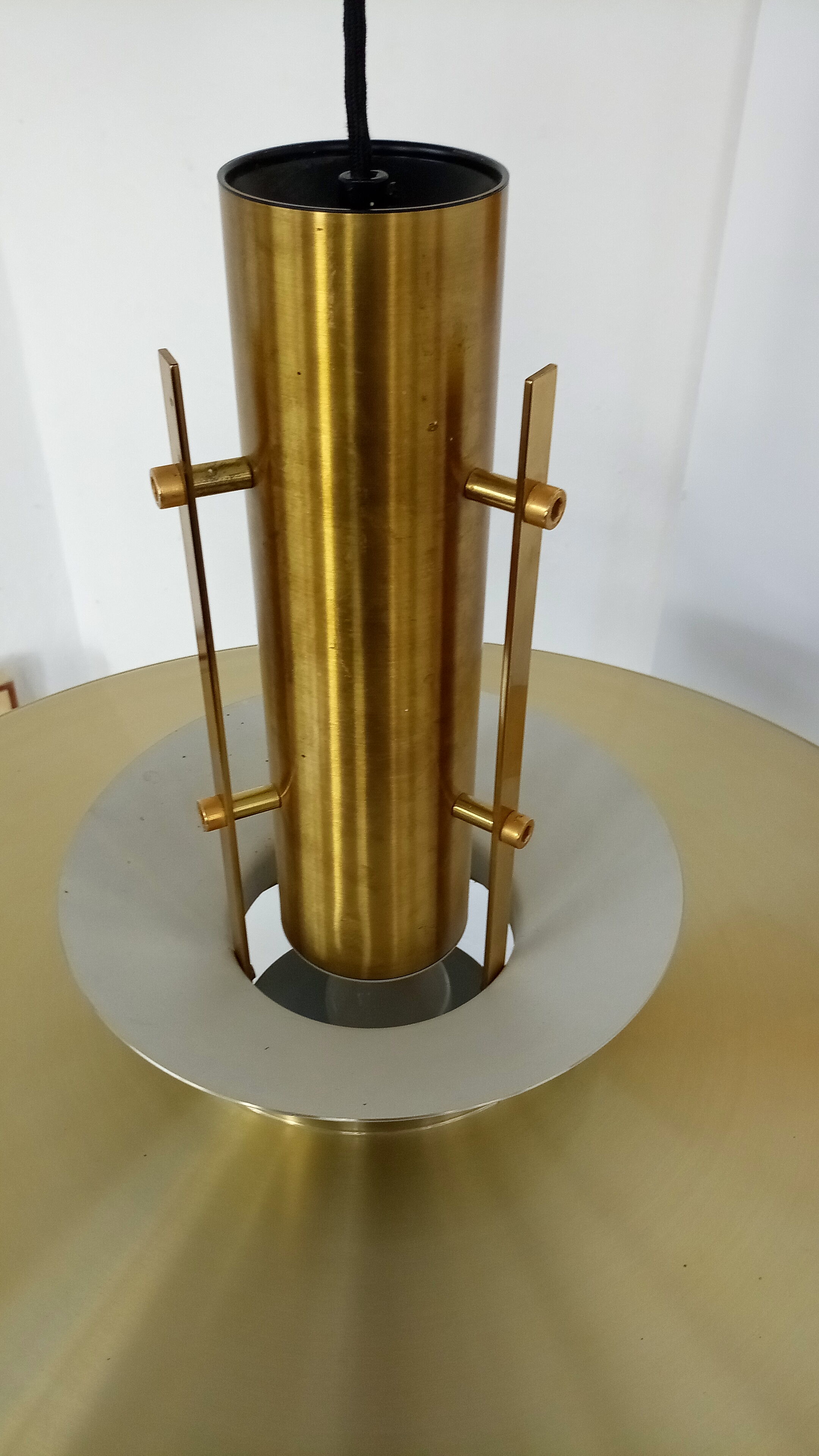 rare danish ceiling lamp by T H Valentiner in brass with 70 cm diameter