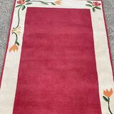 Hand-tufted wool rug "Blütenbordüre" Tisca 1980s France