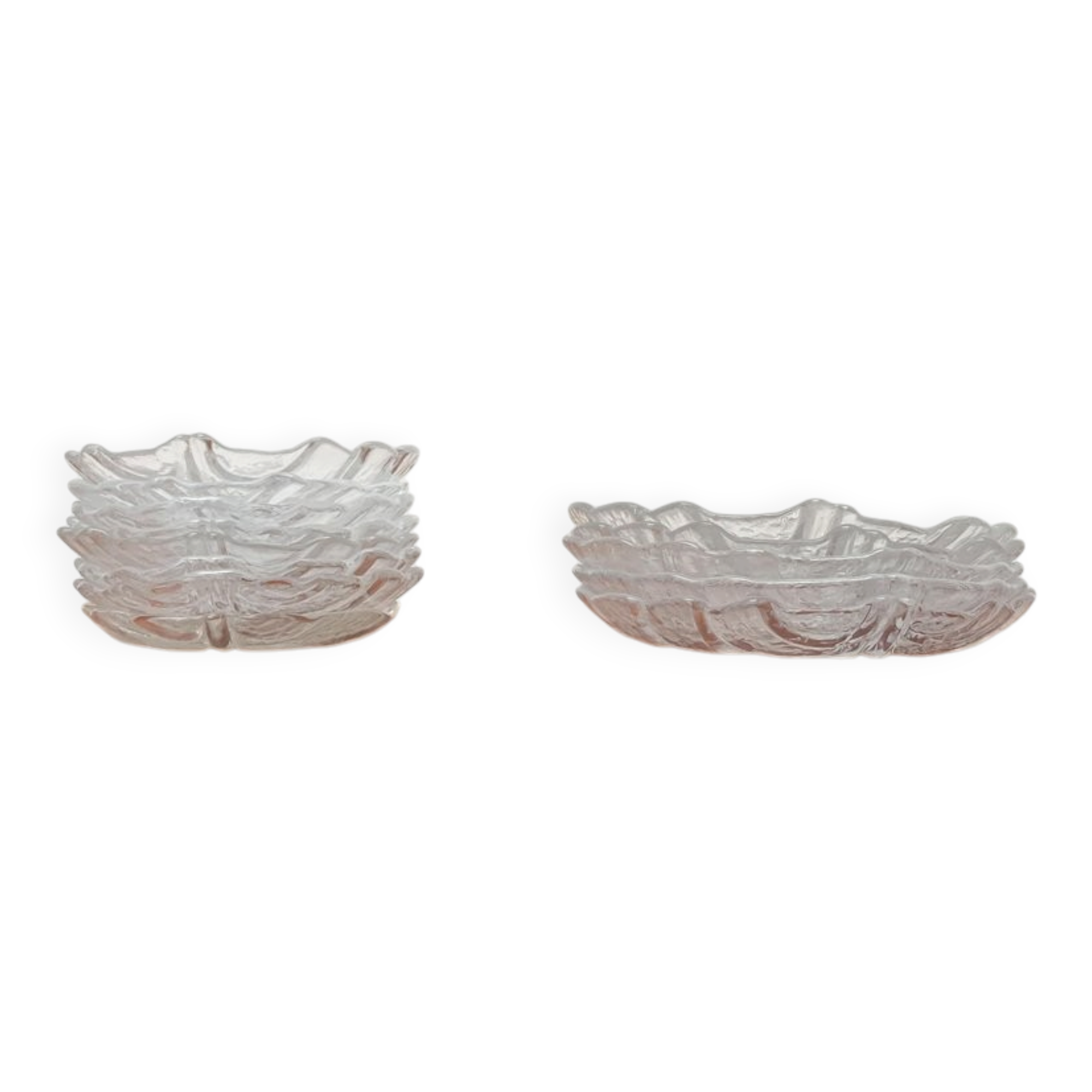 Vintage Swedish glass plates Eden by Lars Hellsten for Orrefors, 1970s, set of 13.