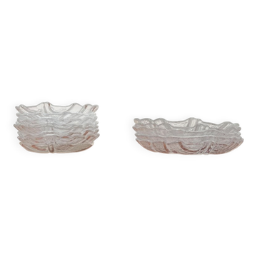 Vintage Swedish glass plates Eden by Lars Hellsten for Orrefors, 1970s, set of 13.