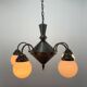 Art deco metal and milk glass chandelier, 1930's