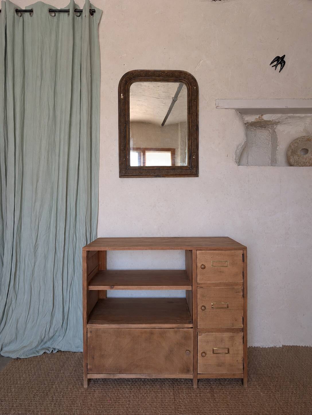 Old small workshop furniture made of wood.