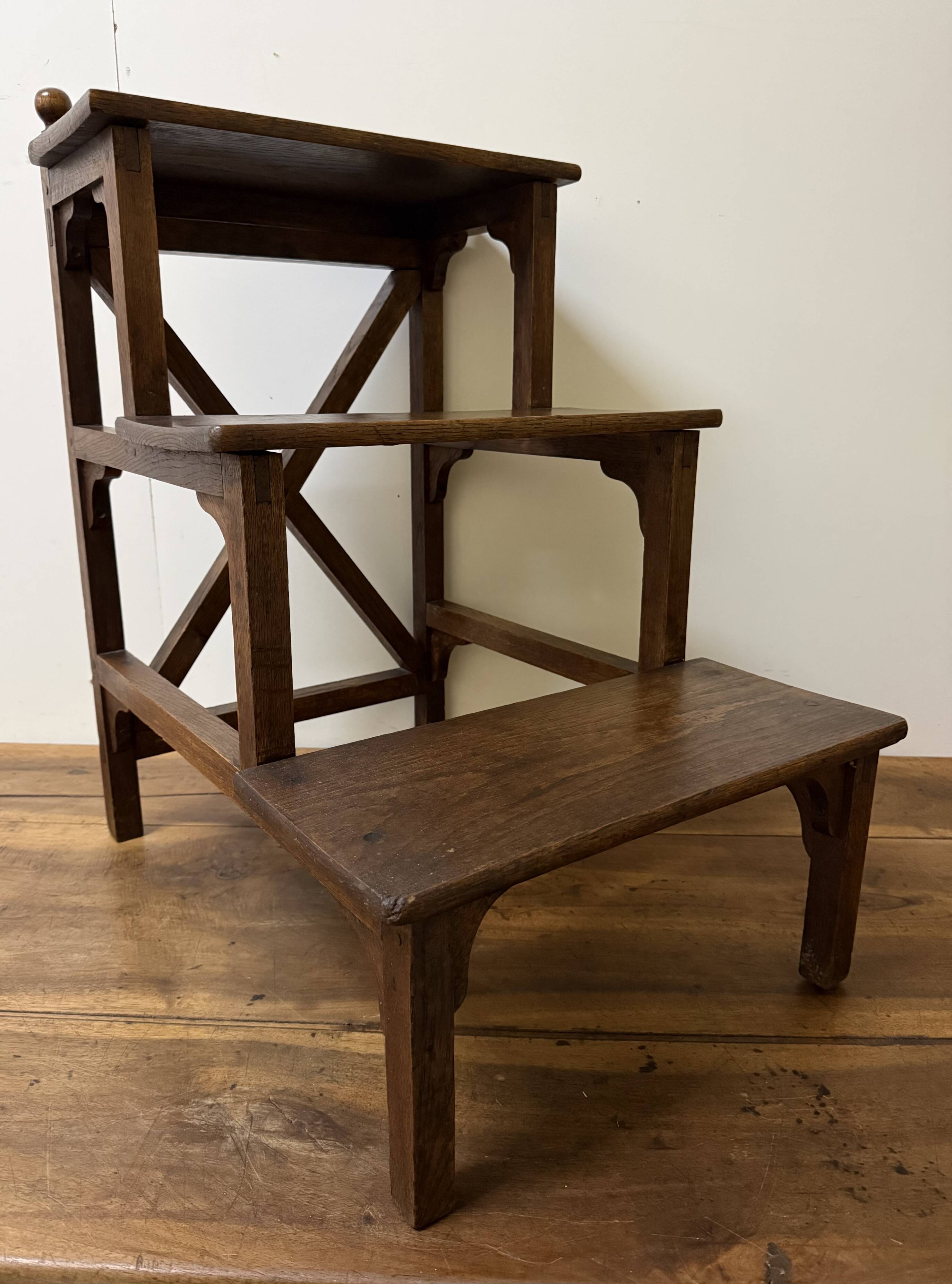 Library step ladder in oak