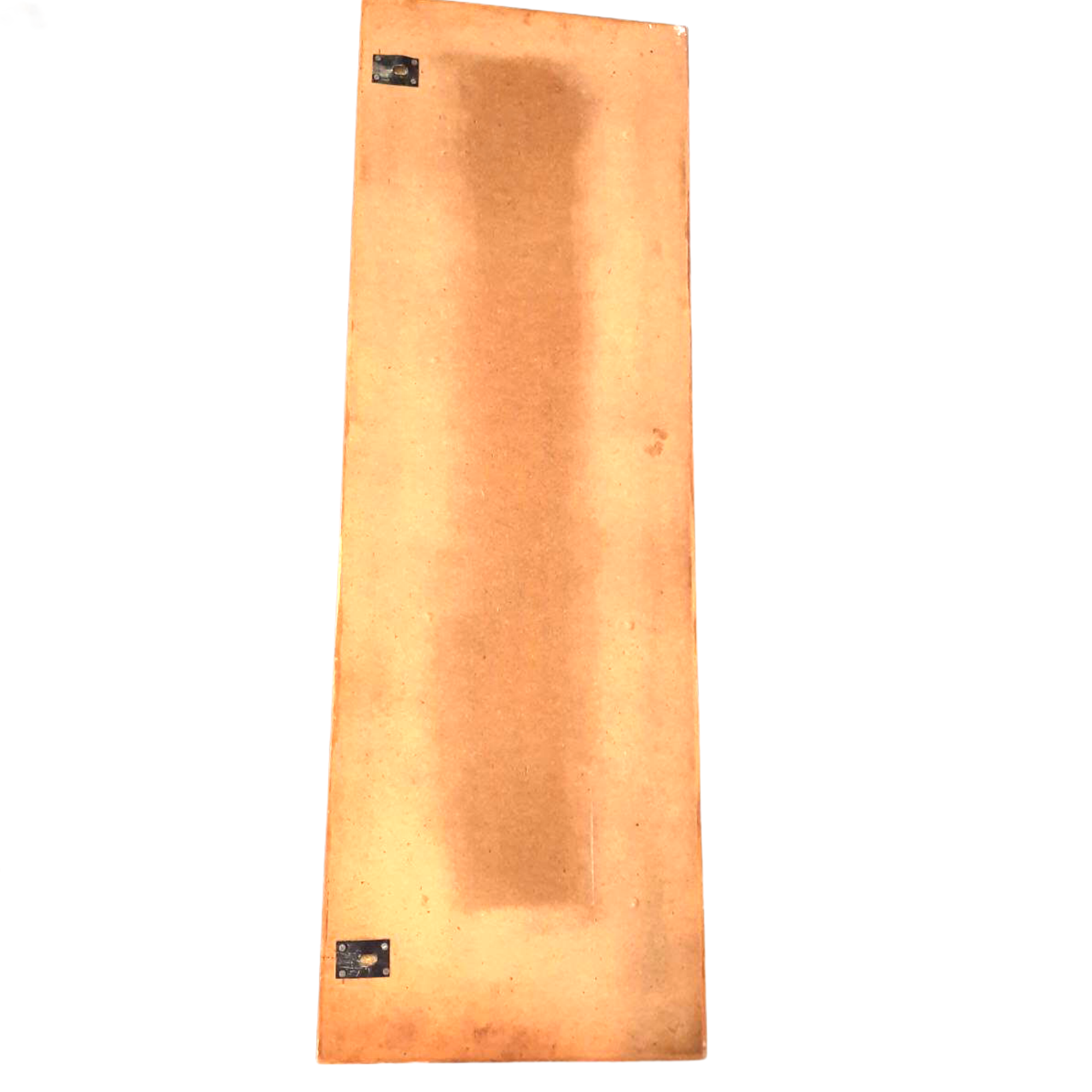 Vintage wooden coat hangers and glazed copper