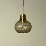 Bubble Glass & Brass Pendant by Helena Tynell for Limburg, 1960s