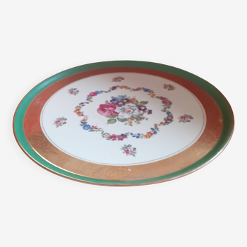 Hand painted pie dish. Bouquet of flowers. Limoges;