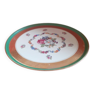Hand painted pie dish. Bouquet of flowers. Limoges;