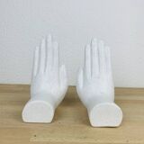 Pair of white ceramic hand bookends
