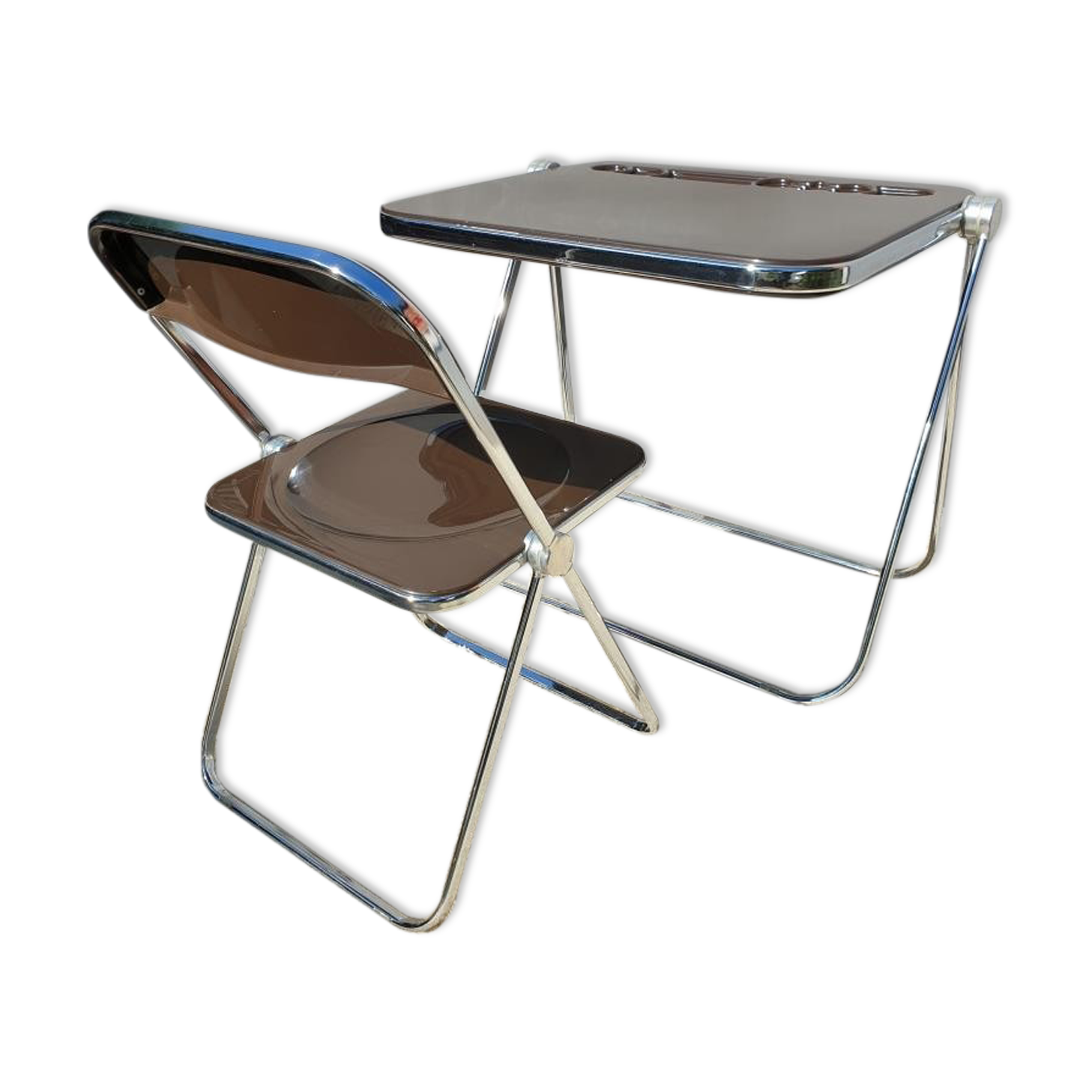 Platone desk set and Plia Platone chair by Giancarlo Piretti Edition Anonima Castelli