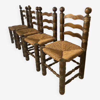 Lot de 4 chaises en bois