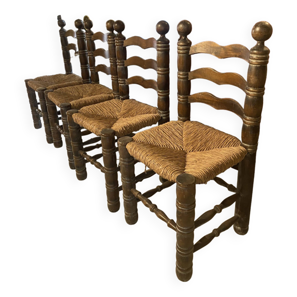 Lot de 4 chaises en bois