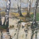 Pond in the woods signed