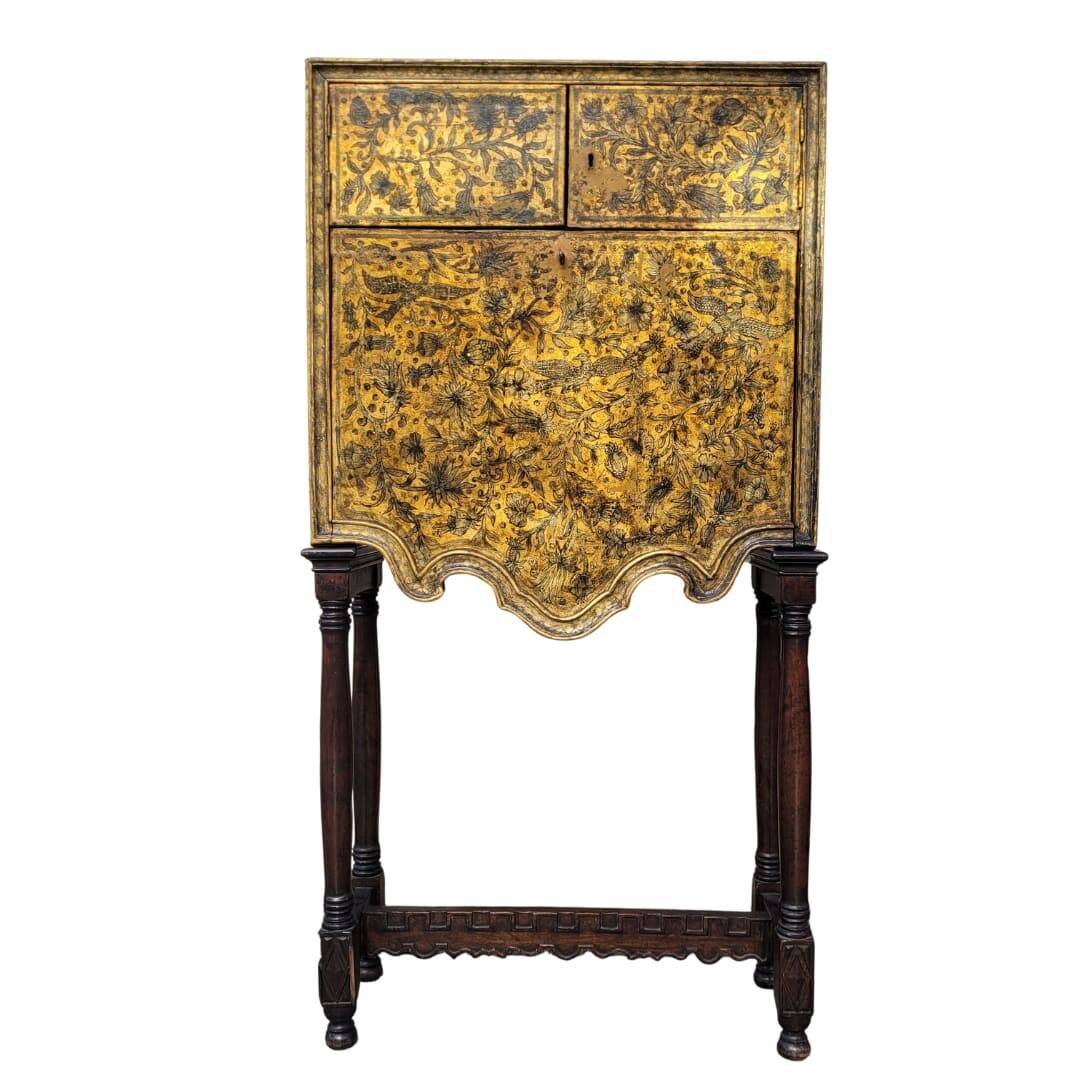 Cabinet of gilded and silvered leather, Art Nouveau, circa 1920 – Spain