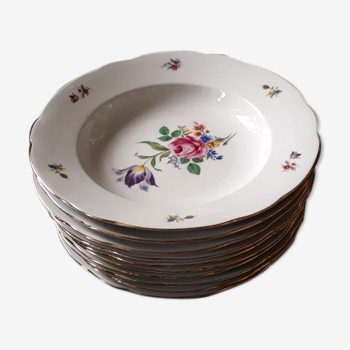 Série de 10 assiettes  creuses en porcelaine allemande Bavaria