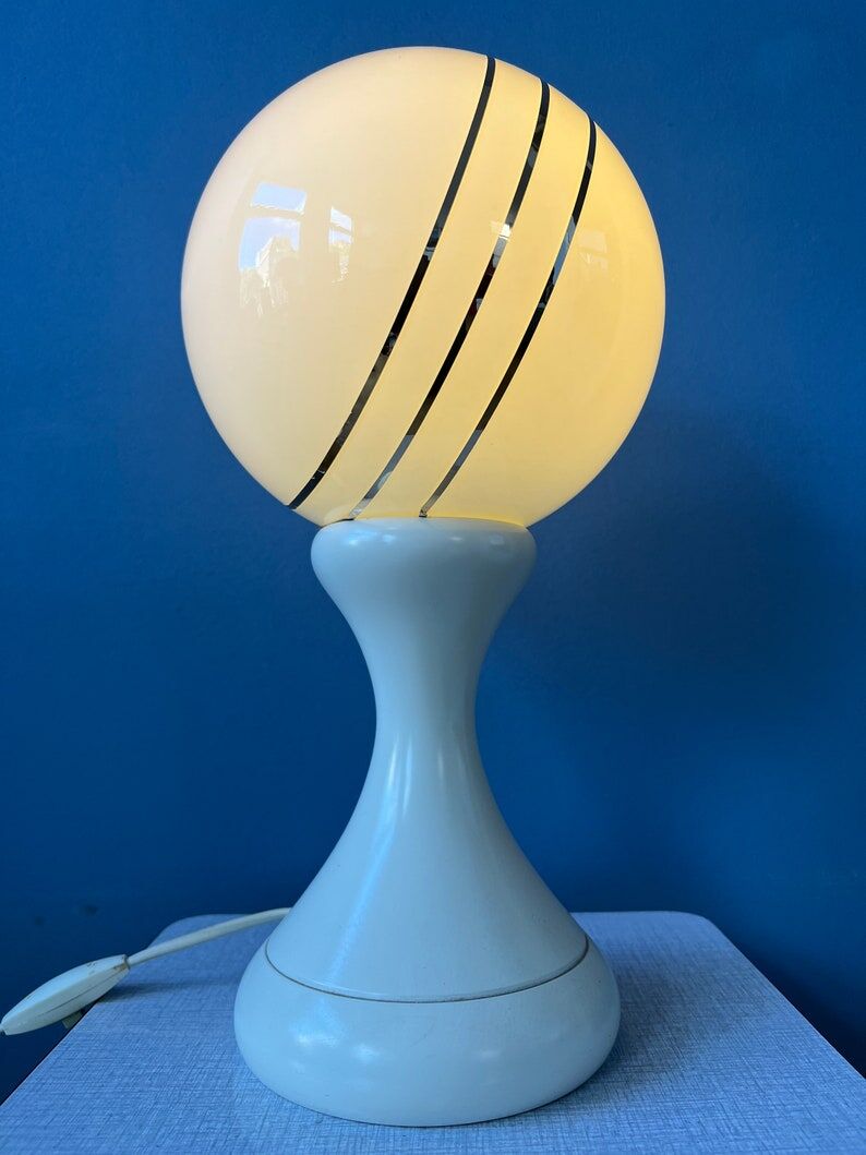 Space Age table lamp in white opaline glass