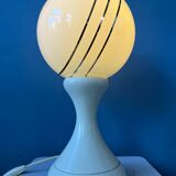 Lampe de table Space Age en verre opalin blanc