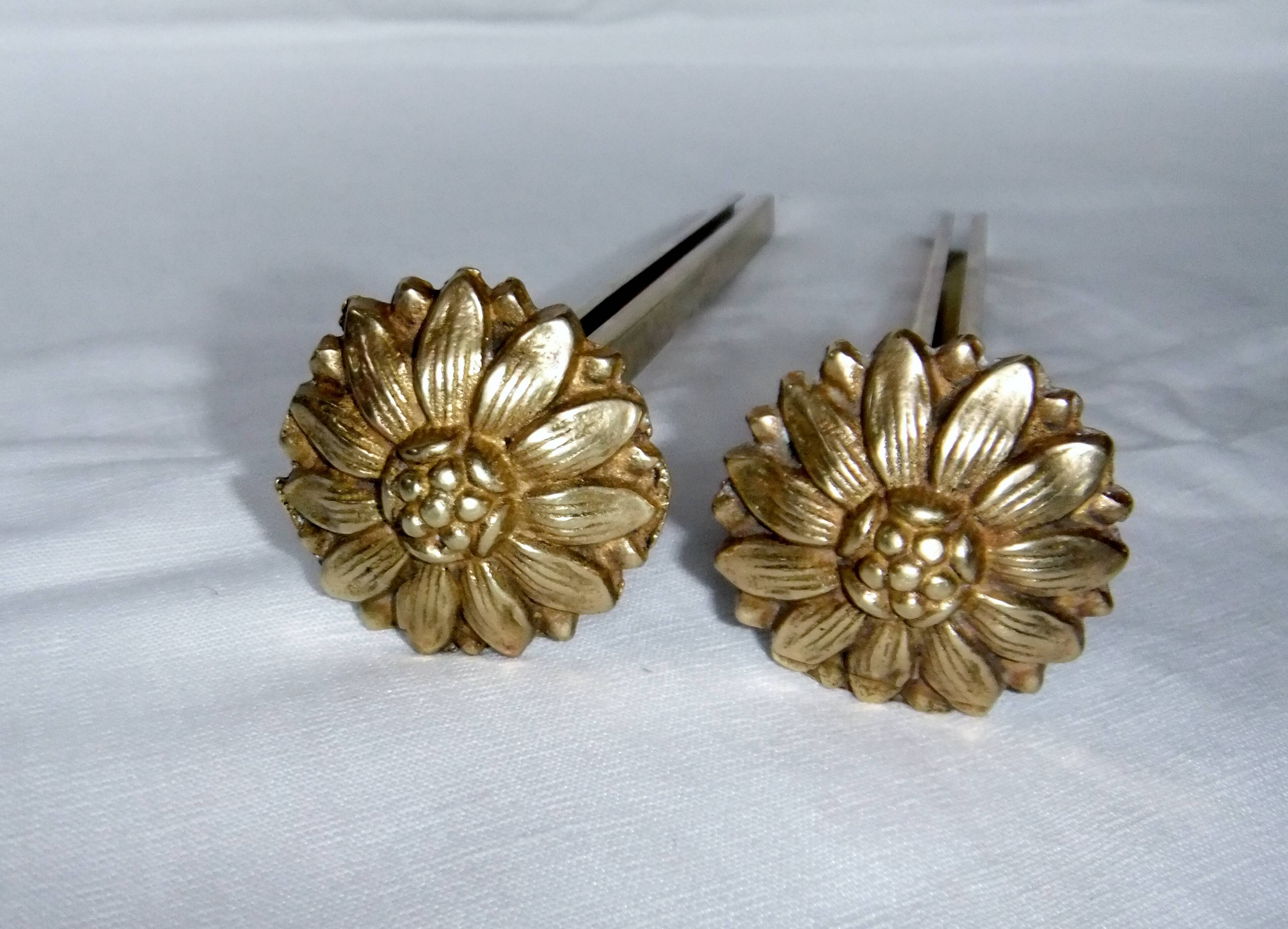 Brass tieback hook, curtain accessory, flower decor