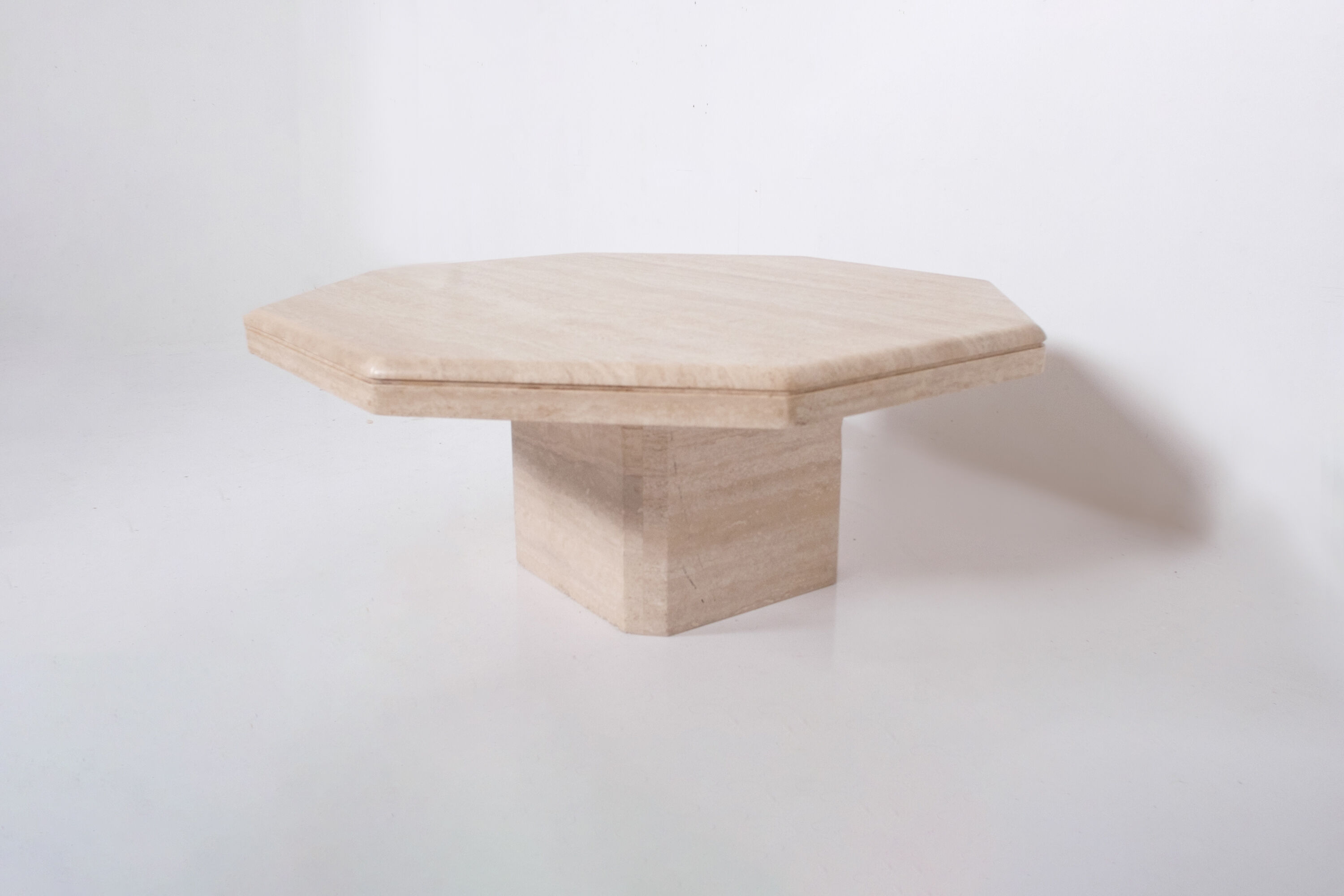 Vintage octagonal travertine coffee table 1970