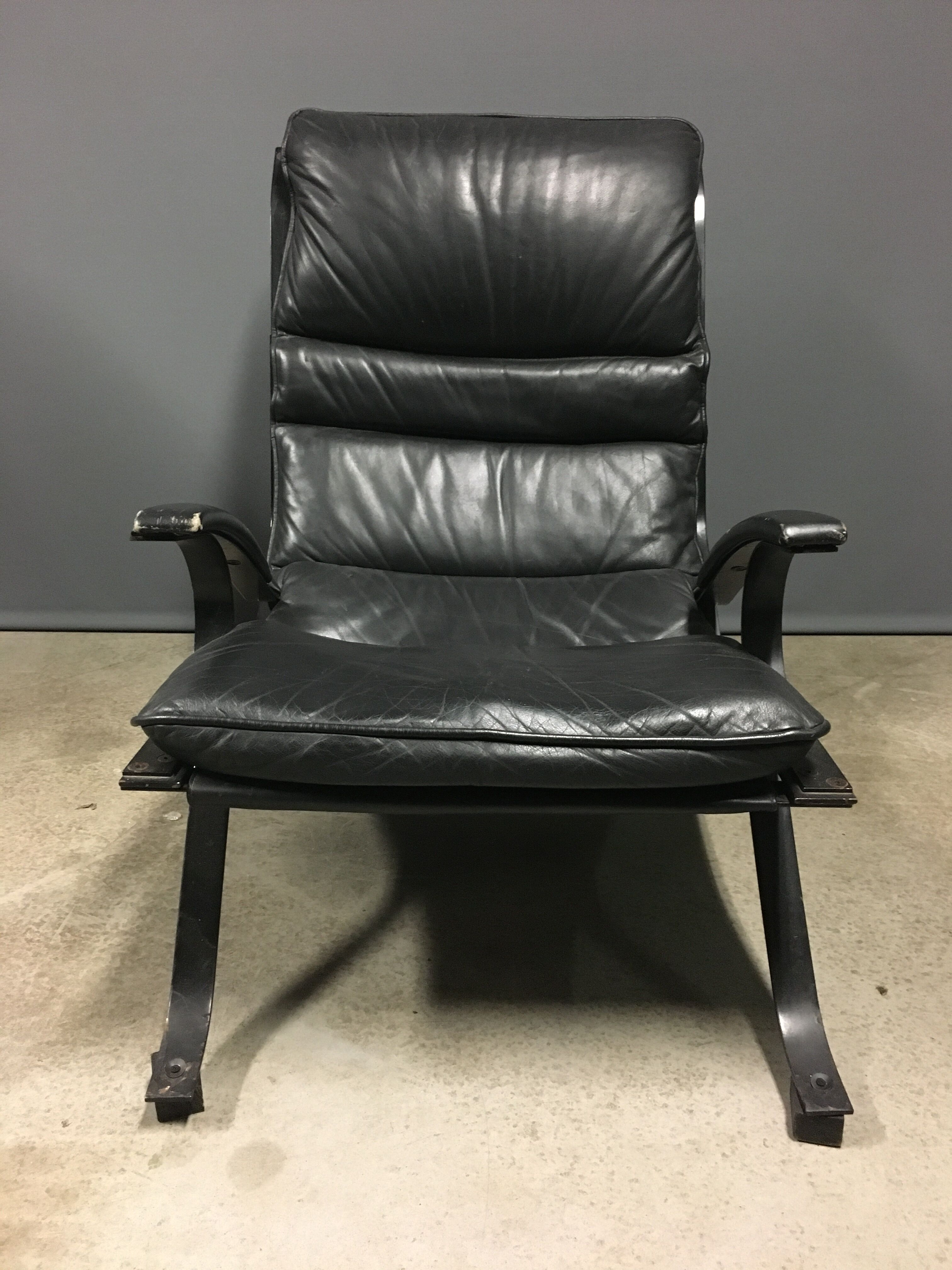 Pep Bonet Tuman Black Leatherette Lounge Chair for Levesta, circa 1969