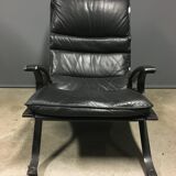 Fauteuil Pep Bonet Tuman en similicuir noir pour Levesta, vers 1969