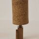 Pair of handcrafted lamps in solid oak with cork shades, circa 1970