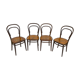 Set of 4 Thonet chairs in curved wood with decorated seats